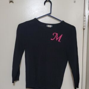 Takeout Black Sweater with Pink Letter M
